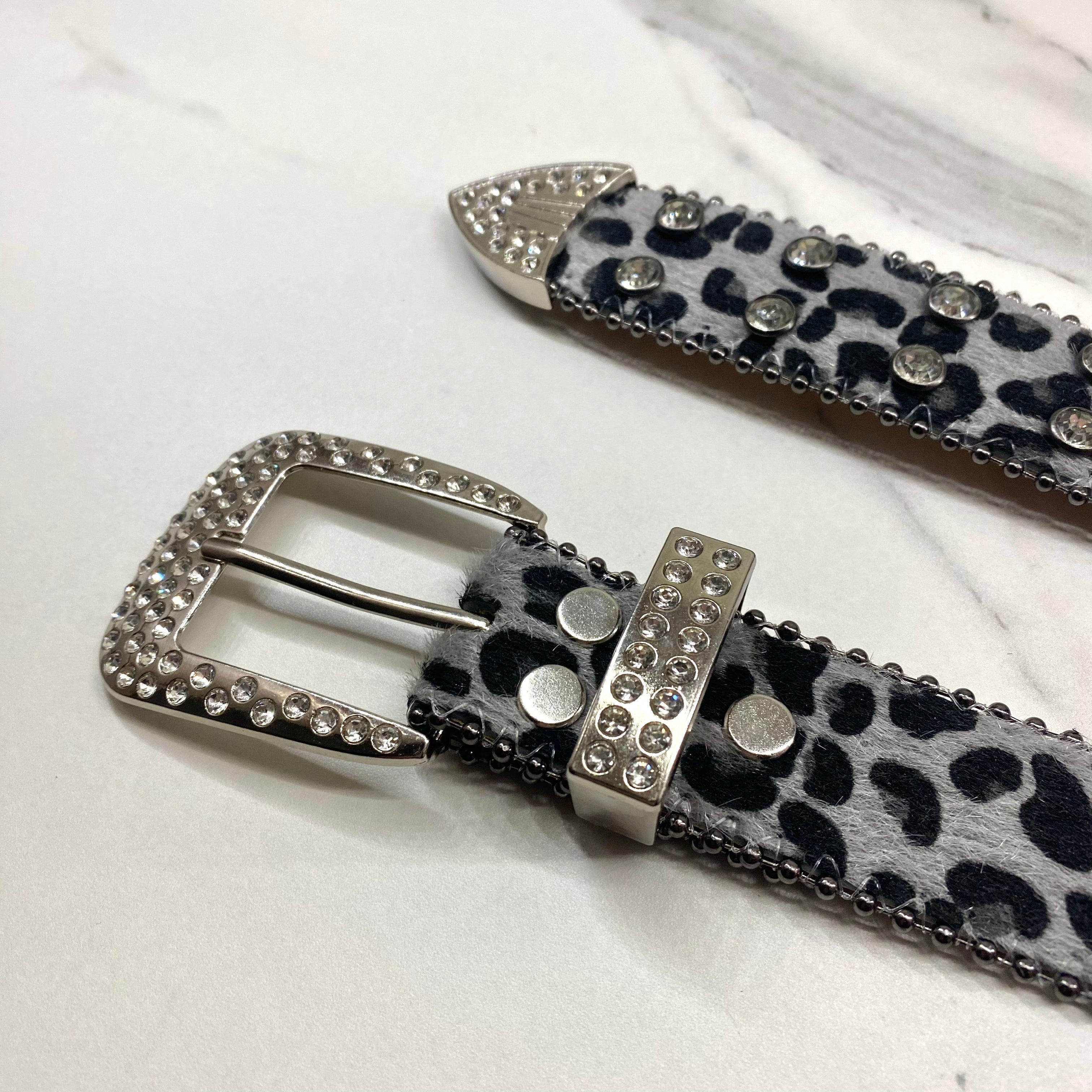 Punk Skull Rhinestone Studded Belt