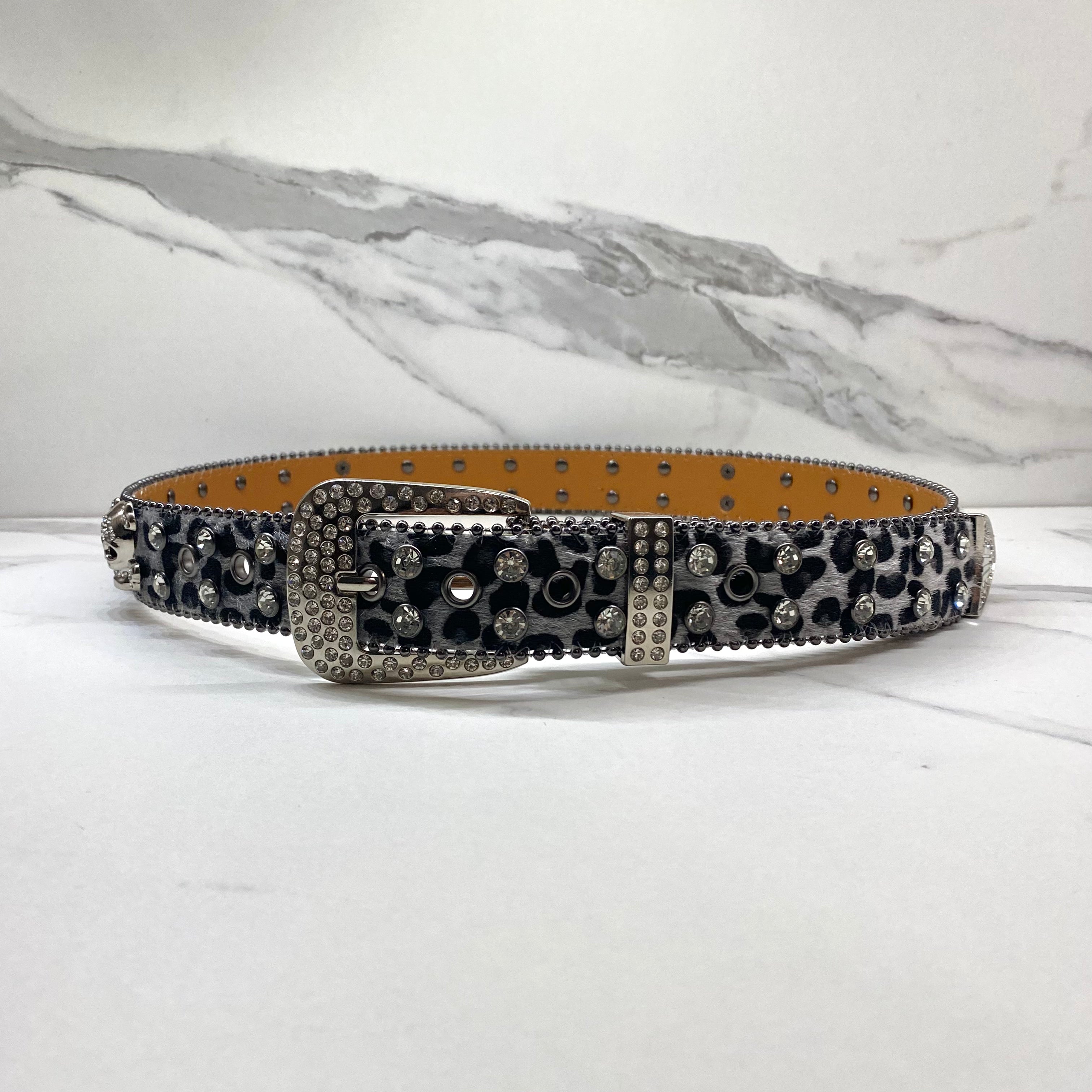 Punk Skull Rhinestone Studded Belt