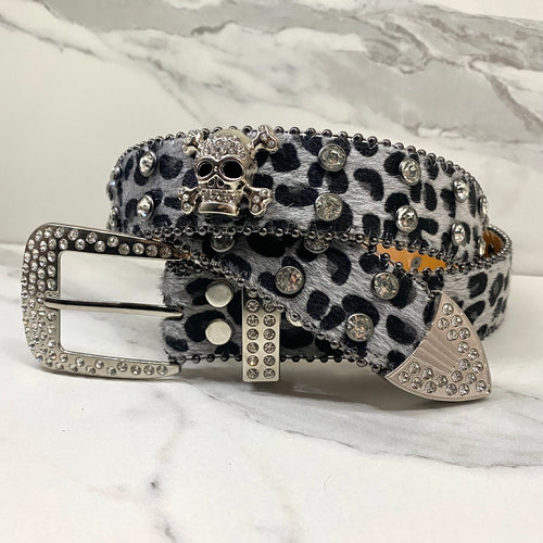 Punk Skull Rhinestone Studded Belt